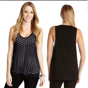 KAREN Kane St.Tropez fuax suede laser cut tank